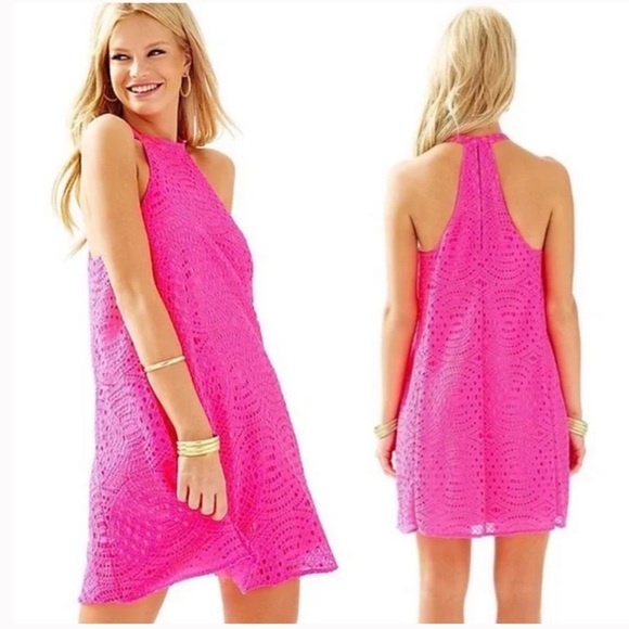 lilly pulitzer quinn halter swing dress | Dresses | Lilly Pulitzer Barbie Hot Pink Size Small Stars